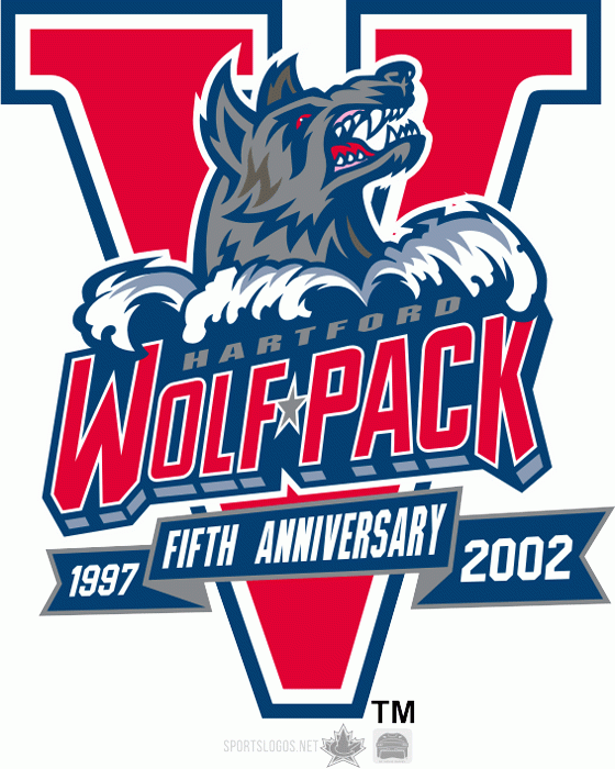 Hartford Wolf Pack 2001 02 Anniversary Logo iron on transfers for T-shirts